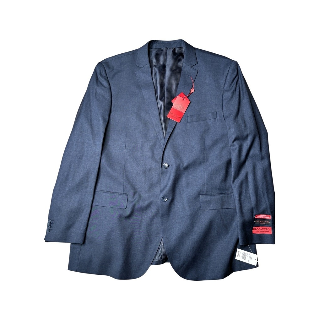 Bocaccio Uomo Paris Navy Blue Stretch Fabric Performance Blazer‎ - Size 50L